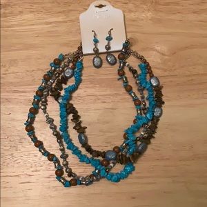 Turquoise earring and necklace set